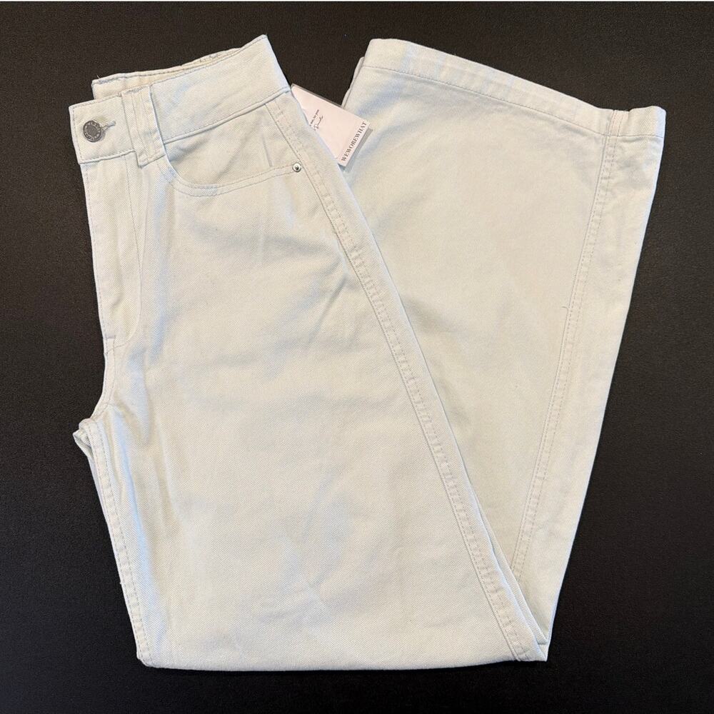 NWT WeWoreWhat Utility Straight Jeans, Super Bleached Denim, Size 25 High Rise